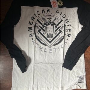 American Fighter Black and White Long Sleeve Tee